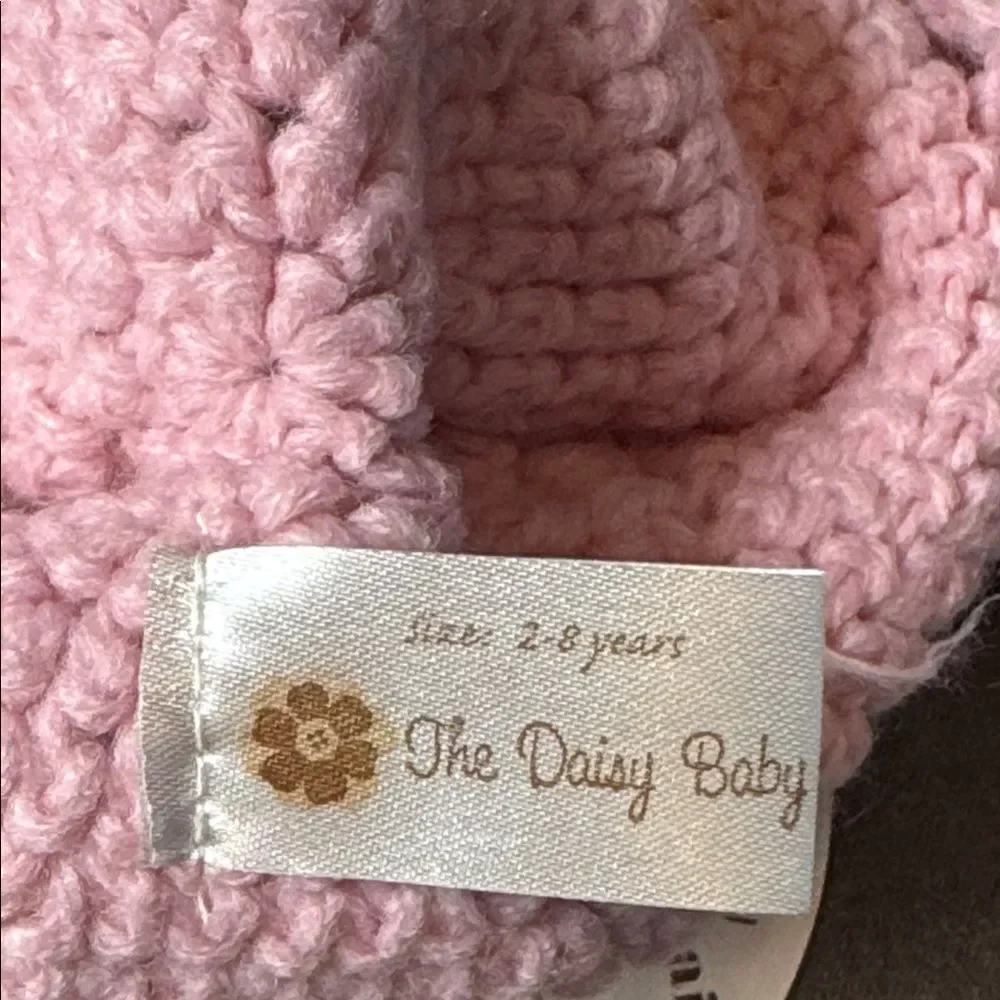 Daisy Baby Kids Crocheted Piglet Hat Beanie with Ear Flaps 2-8 years NWT